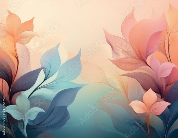 Fototapeta Floral Symphony: A breathtaking display of abstract flora, a captivating artistic composition with soft hues and gentle gradients, evoking a sense of tranquility and aesthetic beauty.