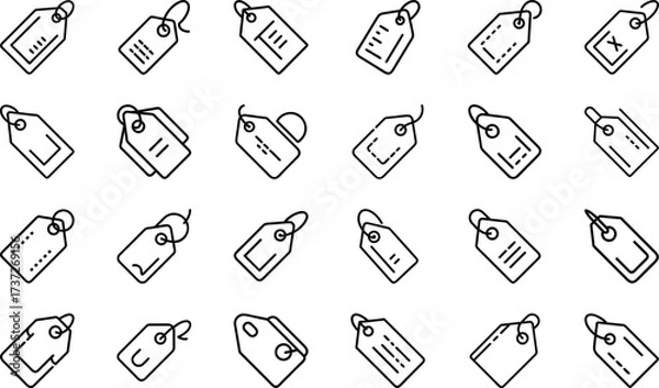 Fototapeta Bundle Minimal Line Icon Of A Tag Eps 15