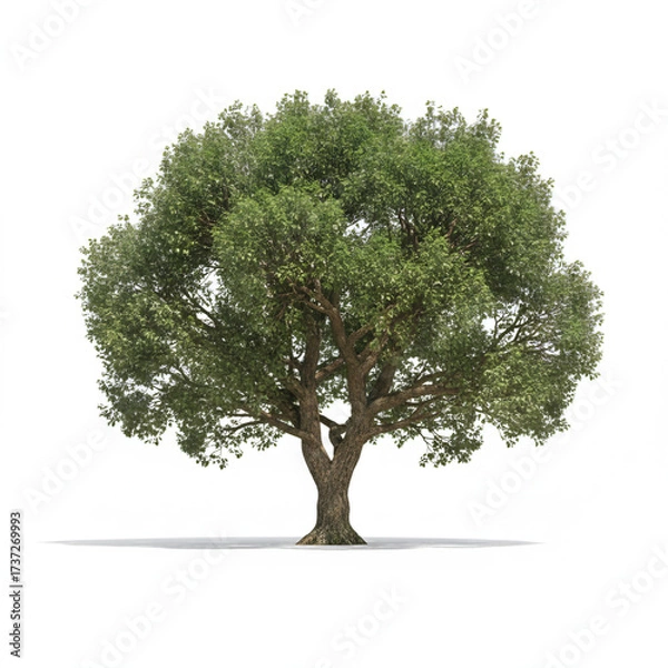 Obraz AI-Generated Oak tree isolated on a white background.