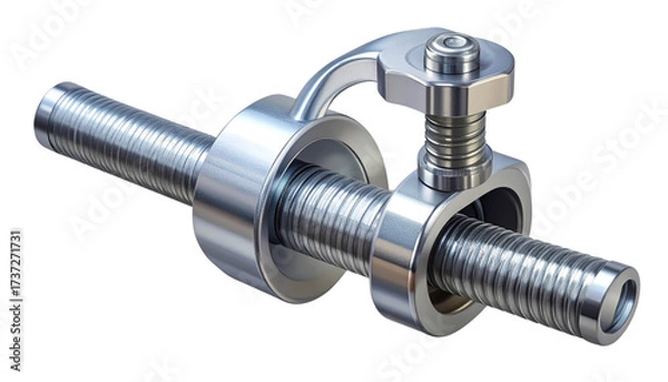 Fototapeta  metal pipe clamp with adjustable screw design, isolated on transparent background.