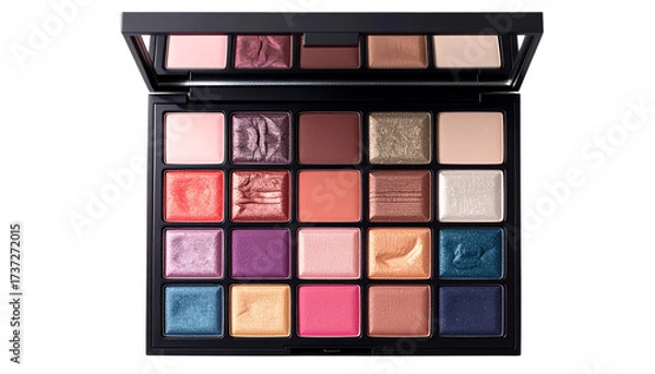 Fototapeta Eye shadow box with multiple colorful shades and sleek compact design, isolated on transparent background.
