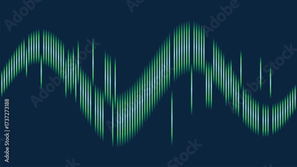 Fototapeta Abstract Futuristic Visualization of Data Technology with Green Lines Over Dark Blue