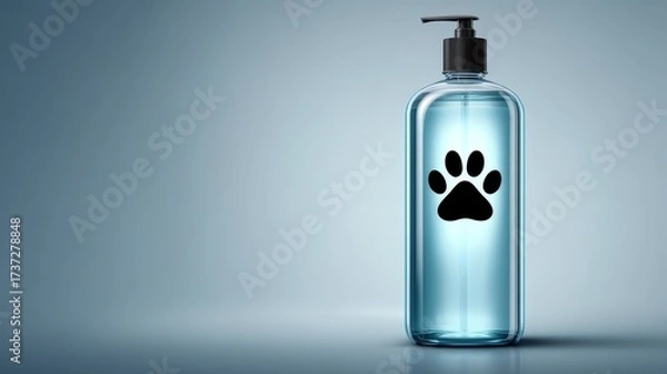Fototapeta Dog paw print bottle essential pet care item,stylish dog paw print bottle ideal for pet hydration on the go.