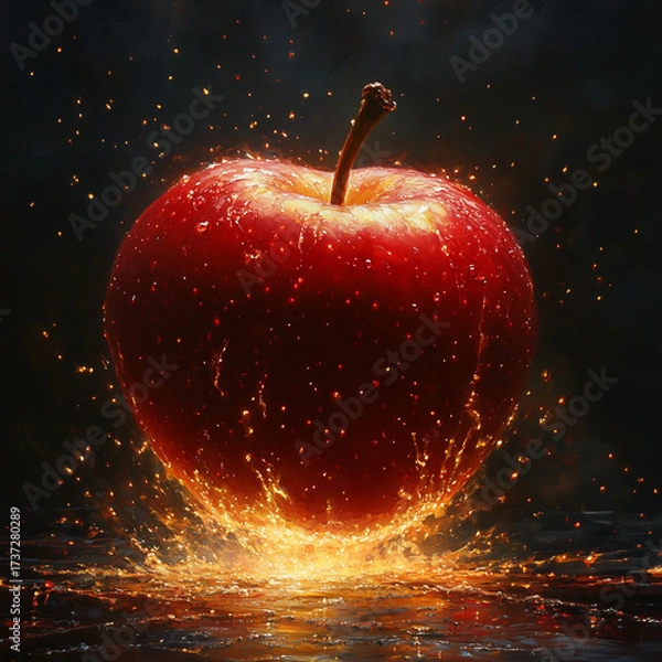 Obraz red apple in water