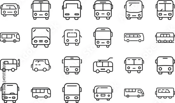 Fototapeta Bundle Minimal Line Icon Of A Bus Eps 7