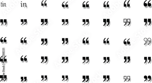 Fototapeta Various Black Quotation Marks on White Background Displaying Different Styles