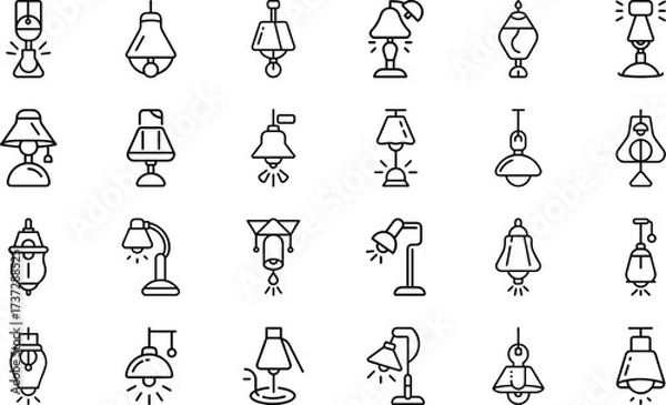 Fototapeta Bundle Minimal Line Icon Of A Lamp Eps 23