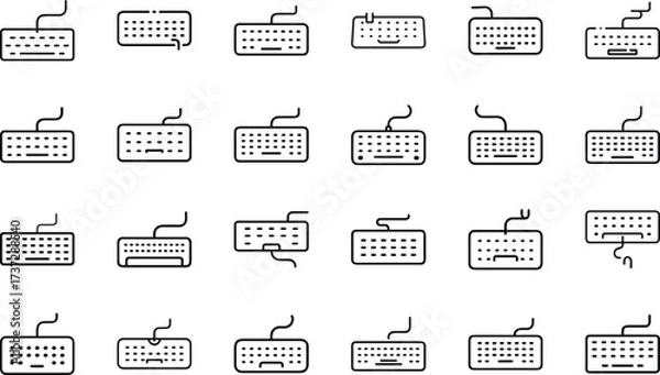 Fototapeta Bundle Minimal Line Icon Of A Keyboard Eps 22