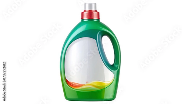 Fototapeta Colorful liquid detergent bottle with sleek design, isolated on transparent background PNG
