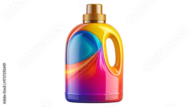 Fototapeta Colorful liquid detergent bottle with sleek design and bright label, isolated on transparent background PNG