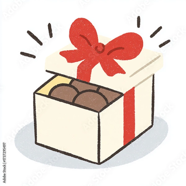 Fototapeta a gift box with a red ribbon opened to reveal delicious chocolates inside perfect for christmas and special occasions