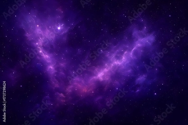 Fototapeta A purple nebula with stars in the dark space of the universe