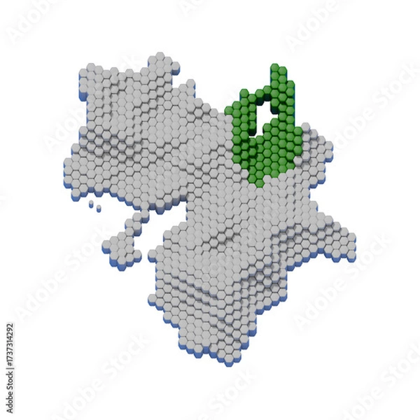 Obraz ハニカム構造状の滋賀県の立体地図
