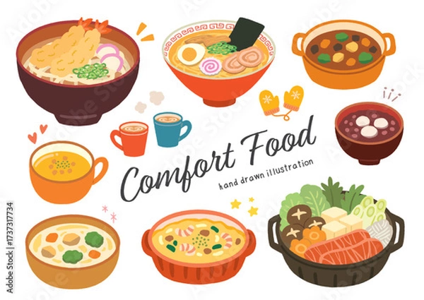 Obraz 冬に美味しい温かい食べ物のイラスト