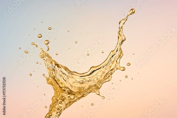 Fototapeta Champagne splash elegance simple composition golden liquid dynamic motion pastel background