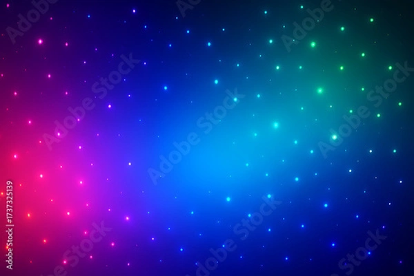 Fototapeta Colorful glowing dots, vibrant holiday sparkles, simple composition, gradient background, festive, abstract, joyful