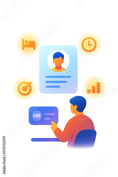 Fototapeta HR workspace simple office serene compose digital profile management productivity