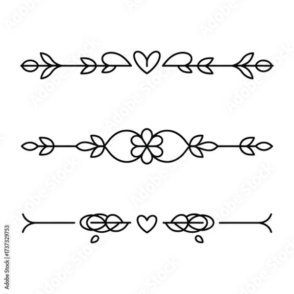 Fototapeta 
filigree Elegant decorative flourishes and ornate borders ornamental dividers with scrollwork for design elements, Fancy Line curve lettering, header separator scroll
