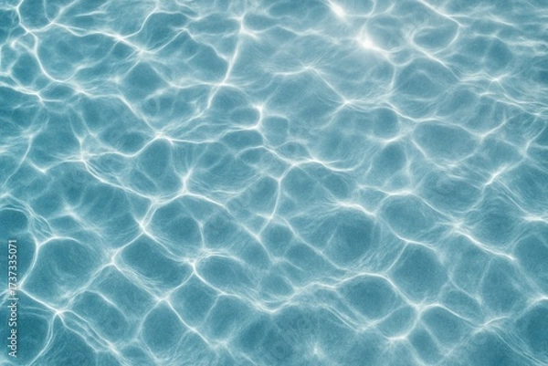 Obraz Sunlight reflection pattern on water surface creating abstract blue light background with natural ripple texture and fluid motion concept effect. Ai generative