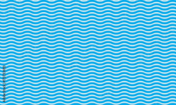 Fototapeta Seamless Wave Pattern, Hand drawn water sea vector background. Wavy beach print, curly grunge paint lines,
