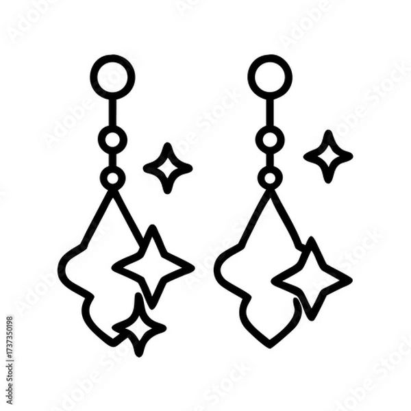 Fototapeta Stylish Dangling Earrings with Sparkling Stars Icon For Web And Graphic Design
