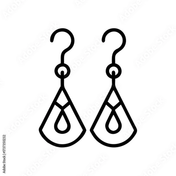 Fototapeta Stylish Earrings with Triangle Pendant Fashion Icon For Web And Graphic Design