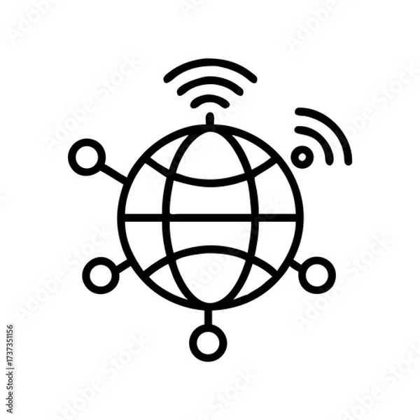 Fototapeta VPN Globe Network Connection Symbol Icon For Web And Graphic Design