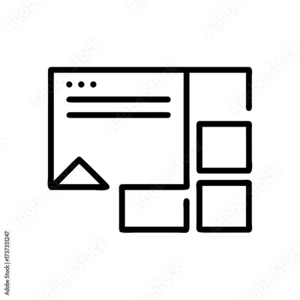 Fototapeta Web Layout with Content Blocks and Text Sections Icon For Web And Graphic Design