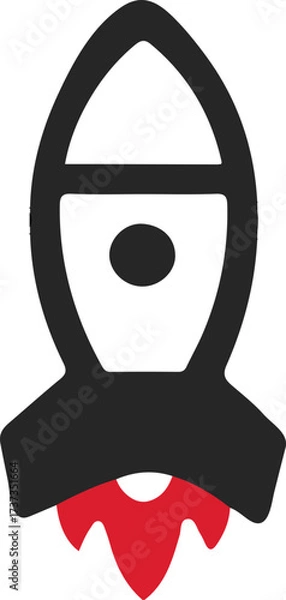 Fototapeta Stylized Spaceship Emblem with Red Flames Evoking Exploration and Adventure A Bold and Modern Visual Metaphor in Graphic Design