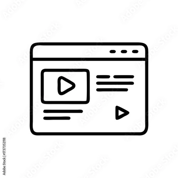 Fototapeta Website Interface with Video Media Player Template Icon For Web And Graphic Design