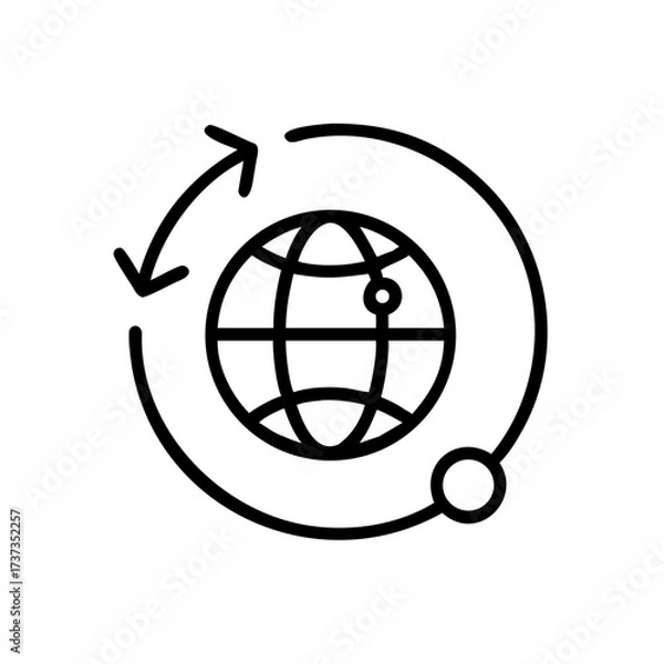 Fototapeta World Globe with VPN Arrow Connection Icon For Web And Graphic Design