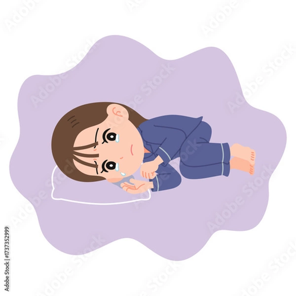 Obraz 横になって泣く女性　全身