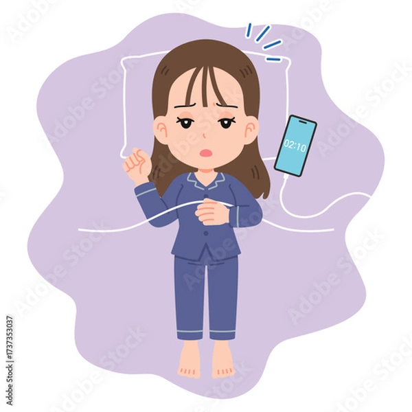 Obraz 夜中に目が覚める　女性　全身