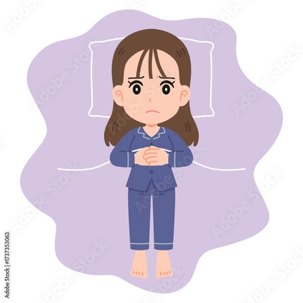 Obraz 寝付けない女性　全身