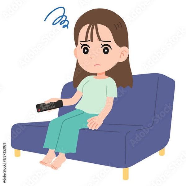 Obraz テレビに集中できない女性