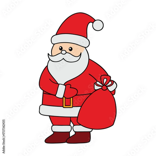 Fototapeta Santa Claus Holding Gift Bag Cartoon Vector