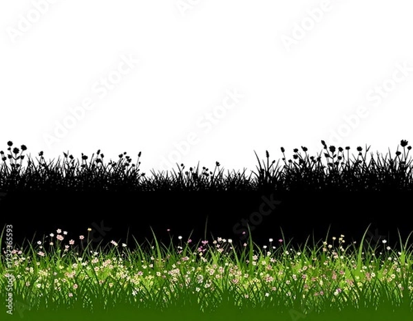 Obraz Green Grass Field Silhouette Illustration.