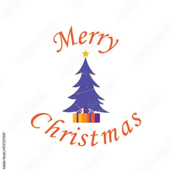 Fototapeta Christmas greeting card vector poster set. Christmas tree, snowman, deer and hanging xmas elements in paper cut template backdrop collection. Vector illustration seasonal poster design.