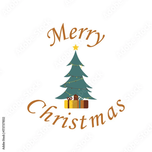 Fototapeta Christmas greeting card vector poster set. Christmas tree, snowman, deer and hanging xmas elements in paper cut template backdrop collection. Vector illustration seasonal poster design.
