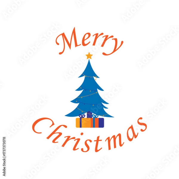 Fototapeta Christmas greeting card vector poster set. Christmas tree, snowman, deer and hanging xmas elements in paper cut template backdrop collection. Vector illustration seasonal poster design.