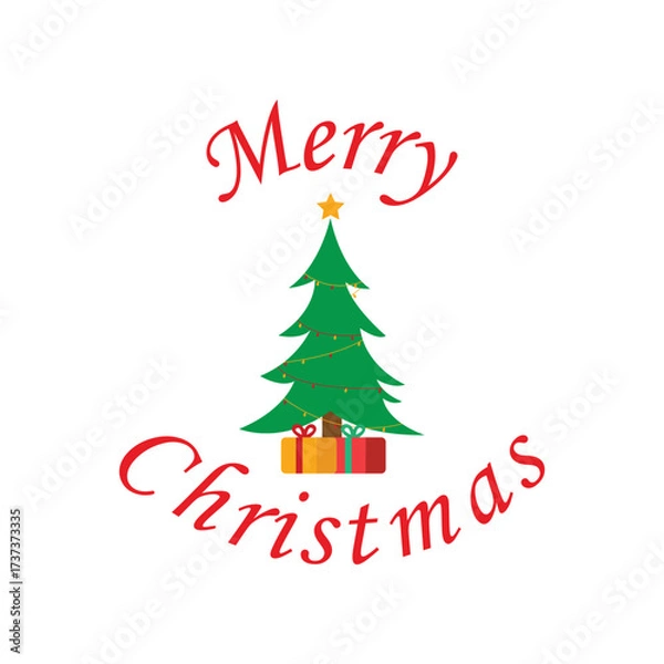 Fototapeta Christmas greeting card vector poster set. Christmas tree, snowman, deer and hanging xmas elements in paper cut template backdrop collection. Vector illustration seasonal poster design.