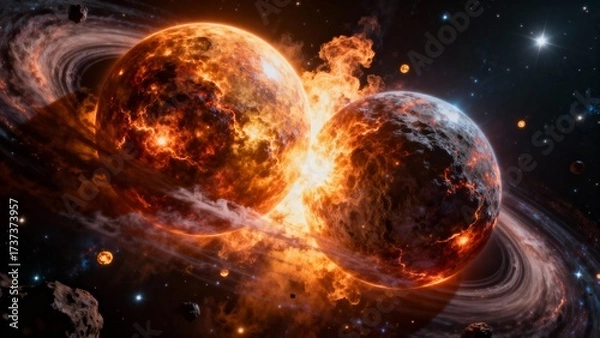 Fototapeta Close-up Collision of two Star