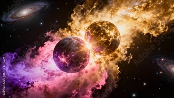 Fototapeta Close-up Collision of two Star