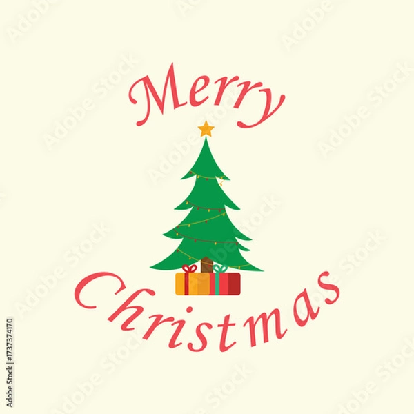 Fototapeta Christmas greeting card vector poster set. Christmas tree, snowman, deer and hanging xmas elements in paper cut template backdrop collection. Vector illustration seasonal poster design.
