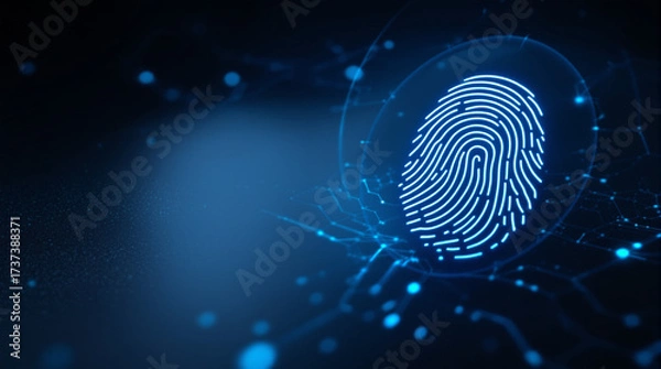 Fototapeta Digital fingerprint identification security biometric technology