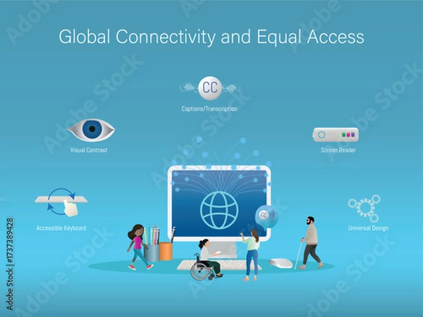 Fototapeta Global connectivity ensuring equal access through digital accessibility
