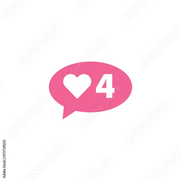 Fototapeta Pink bubble Button Like Icon Vector design. Illustration Love like social media feed.