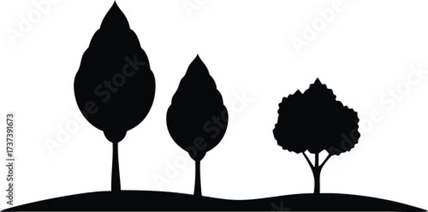 Fototapeta The nature decorated with the silhouettes of trees boasting on transparent background