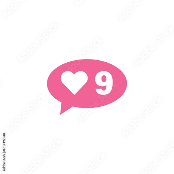 Fototapeta Pink bubble Button Like Icon Vector design. Illustration Love like social media feed.