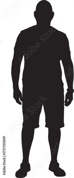 Fototapeta vector, silhouette of  front view of a man standing summer clothes